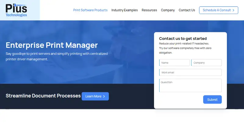 The Enterprise Print Manager homepage
