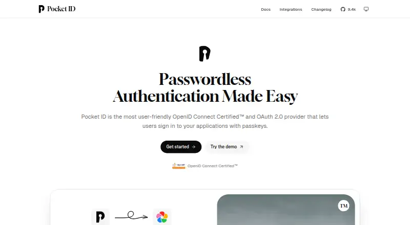 Pocket ID's website