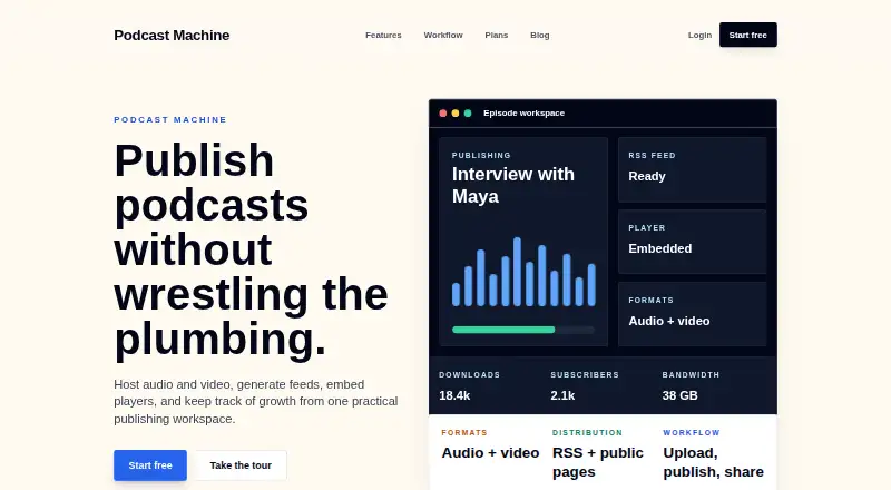 Podcast Machine's website