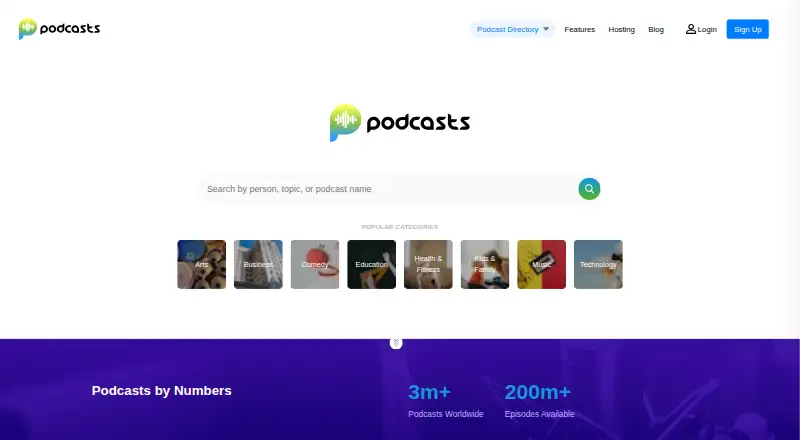 Podcasts.com's website