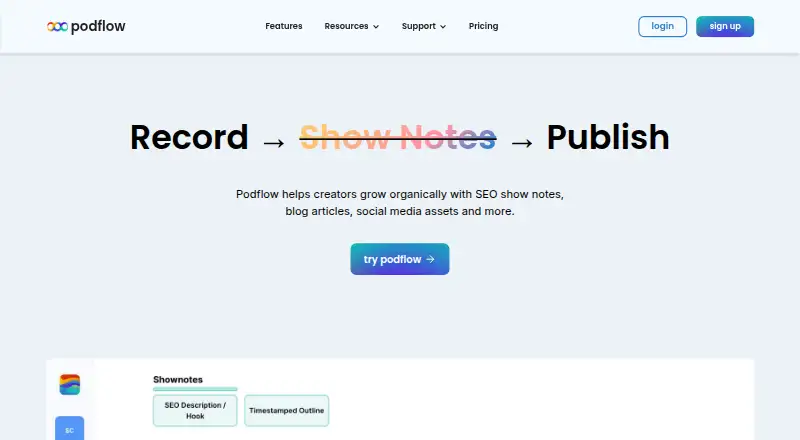 Podflow's website