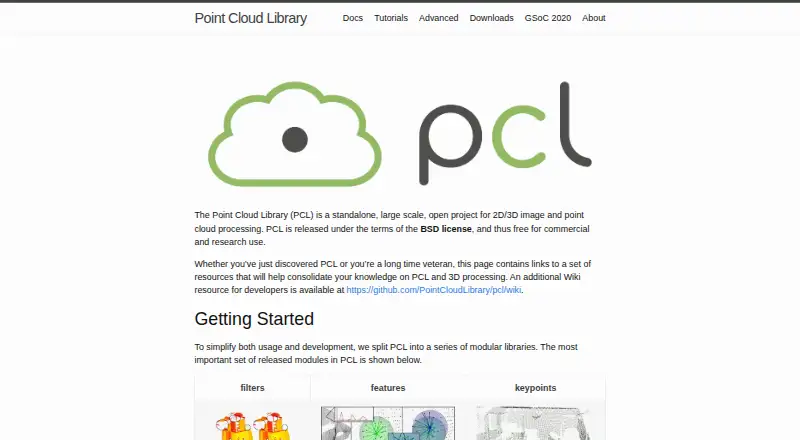Point Cloud Library's website