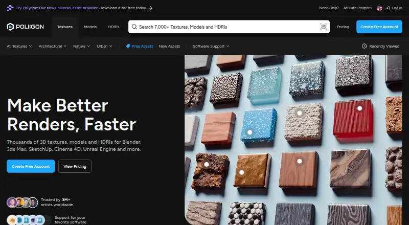 The Poliigon homepage