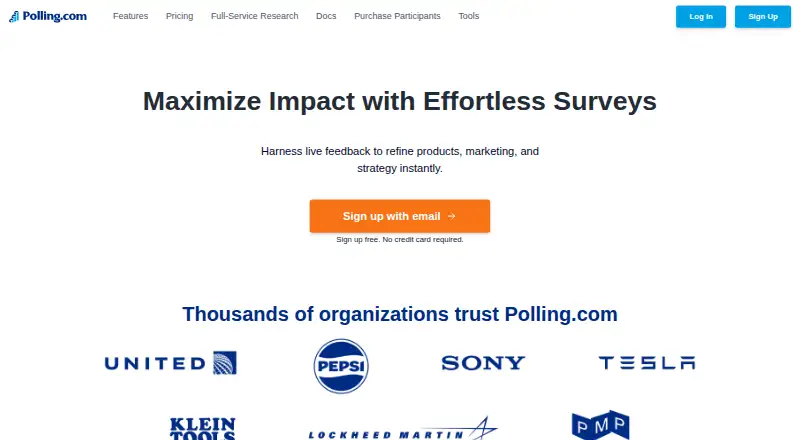 The Polling.com homepage