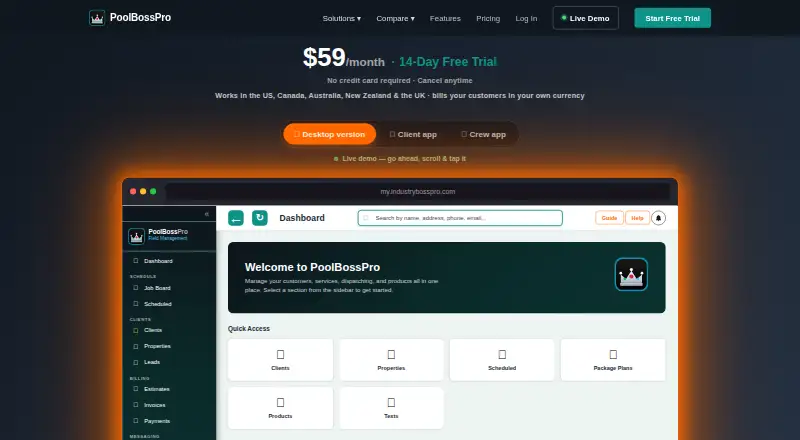 PoolBossPro's website