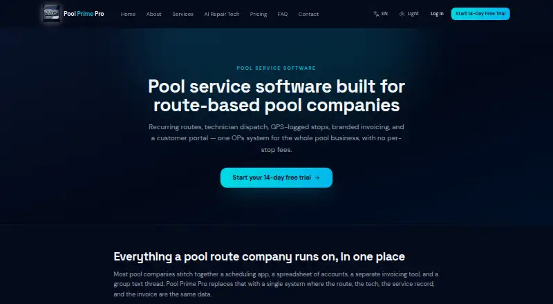 Pool Prime Pro's website