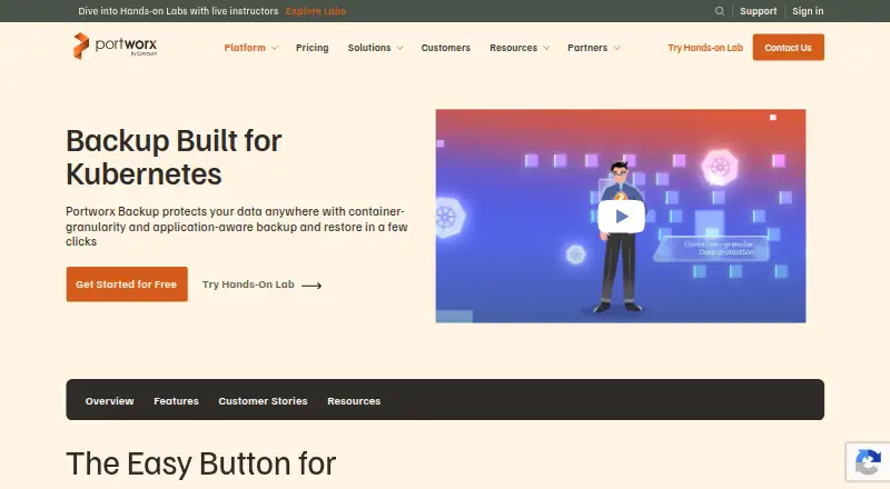 Portworx Backup's website