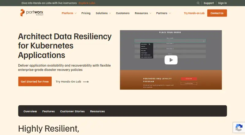 Portworx Disaster Recovery's website