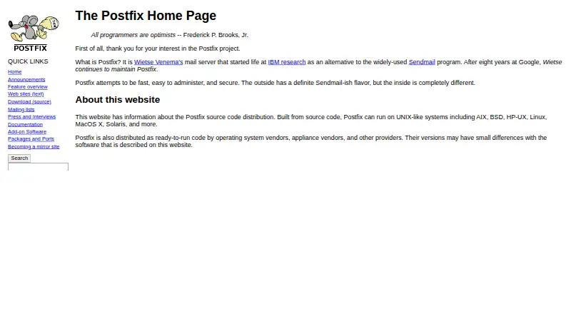 Postfix's website