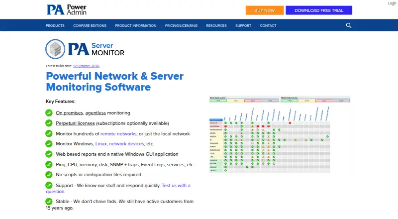 PA Server Monitor's website