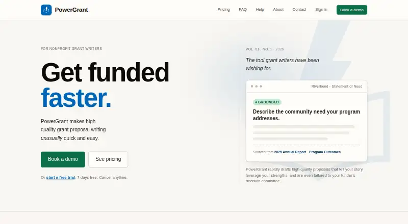 PowerGrant's website