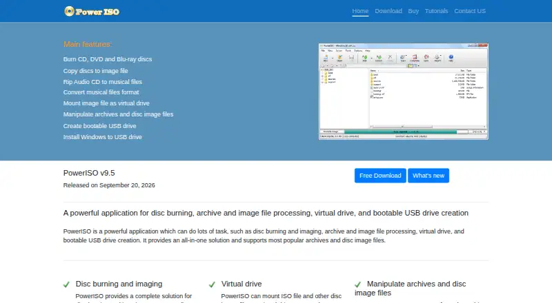 The PowerISO homepage