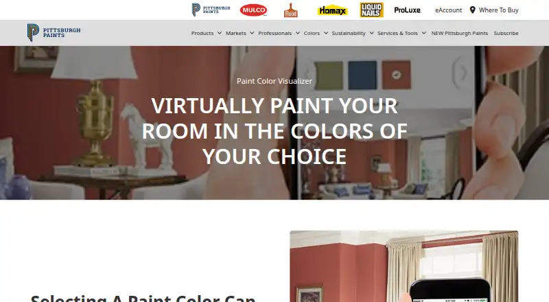 PPG Paints Color Visualizer's website