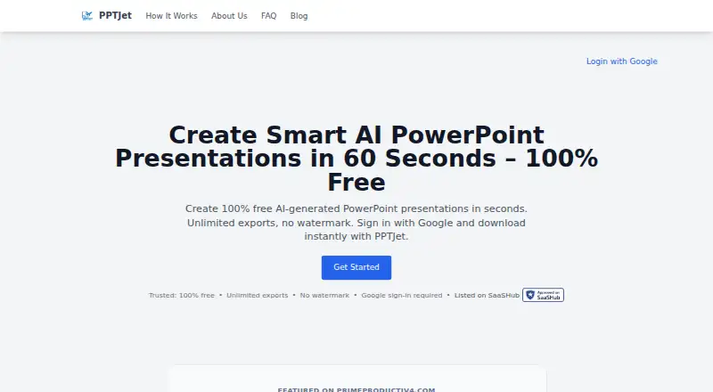 The PPTJet homepage