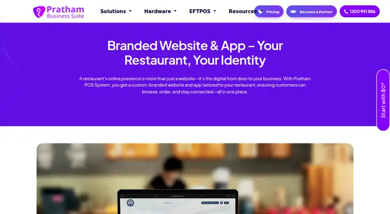 The Pratham POS Branded Website and App homepage