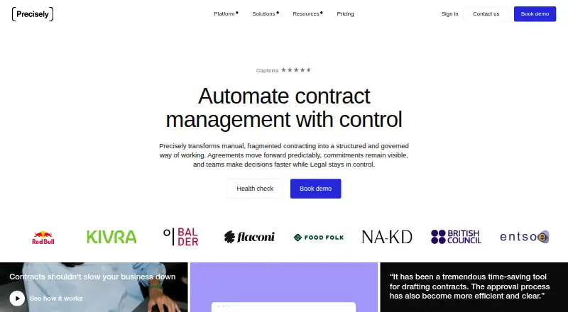 The Precisely Contracts homepage