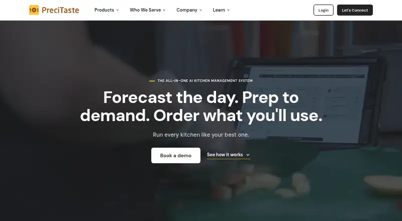 PreciTaste Demand Forecasting's website