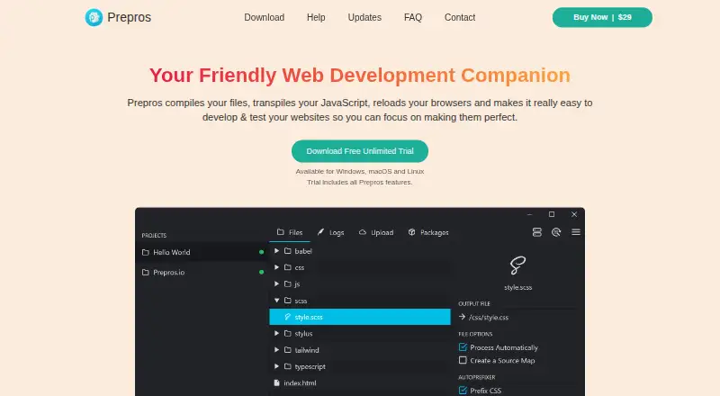 Prepros's website