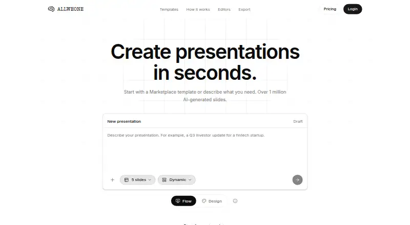ALLWEONE AI Presentation Generator's website
