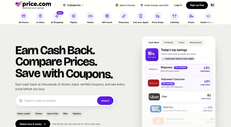 Price.com's website