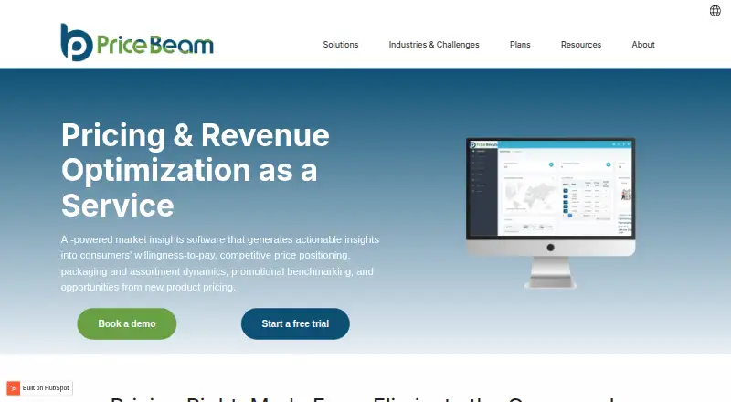 The PriceBeam homepage