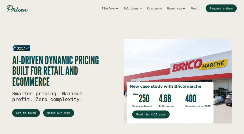 Pricen's website