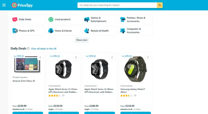PriceSpy's website