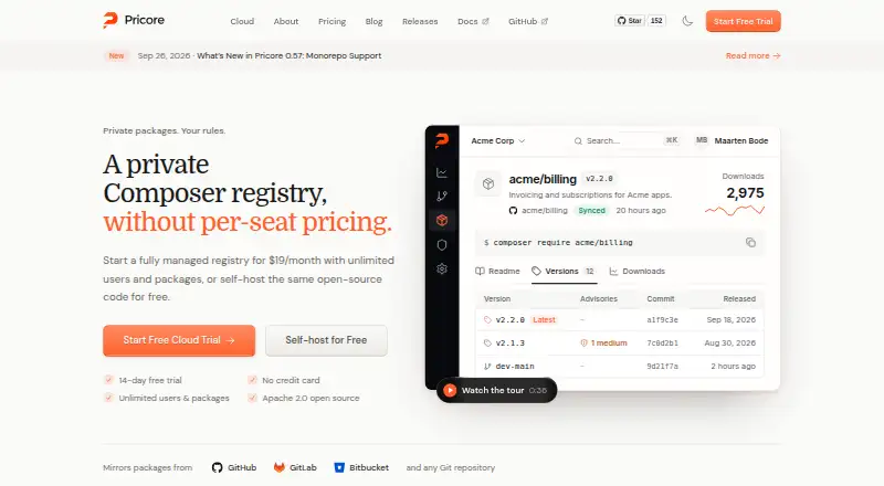 Pricore's website