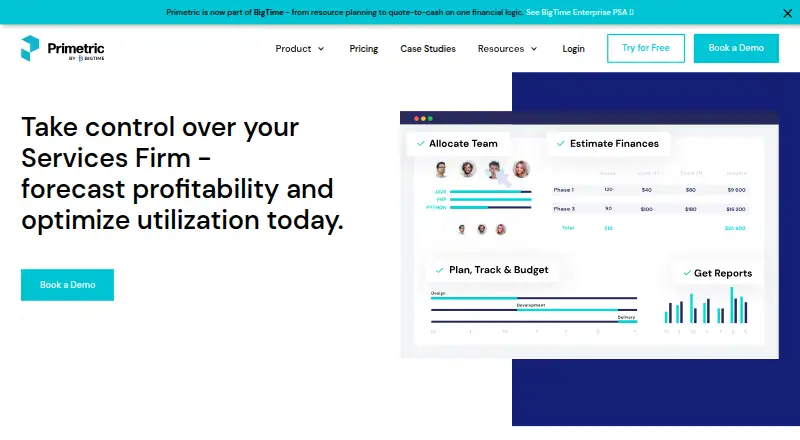The Primetric homepage