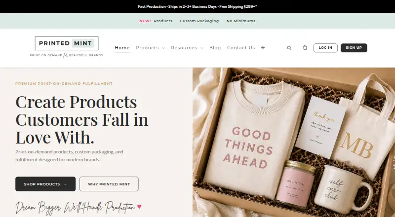 Printed Mint's website