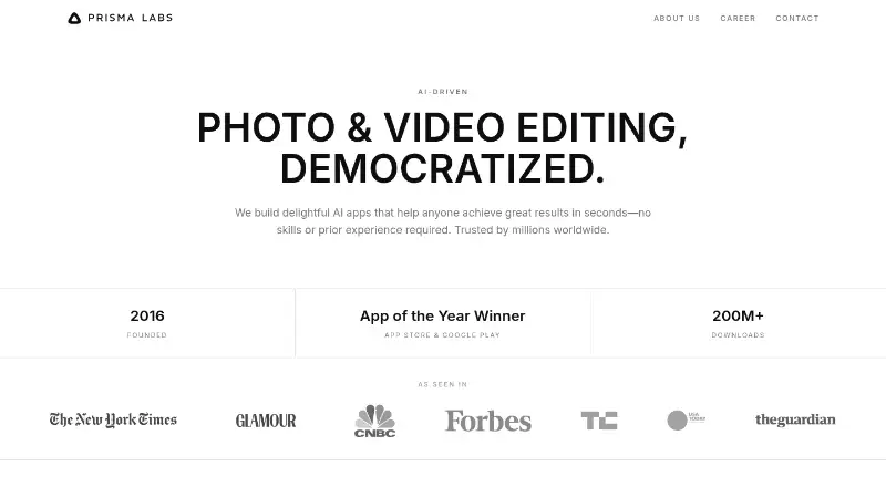 The Prisma homepage