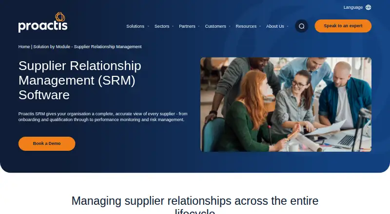 Proactis Supplier Management's website