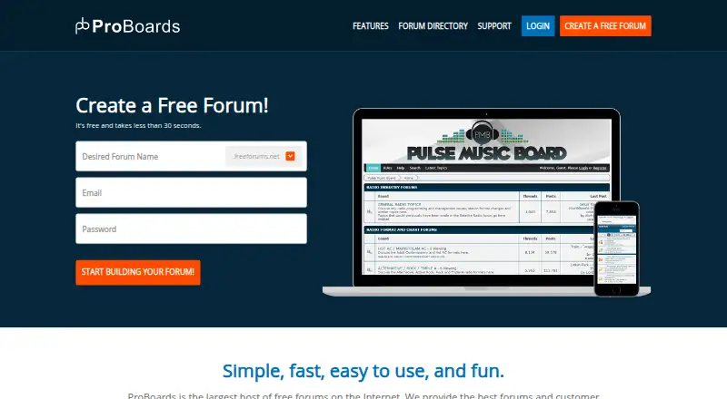 ProBoards's website