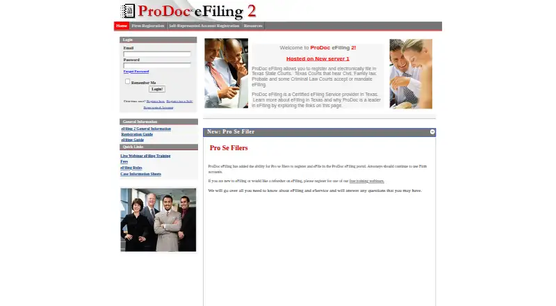 ProDoc eFiling's website
