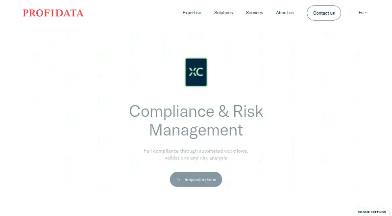 Profidata XENTIS Compliance & Risk Management's website