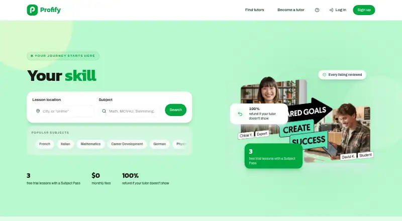 The Profify homepage