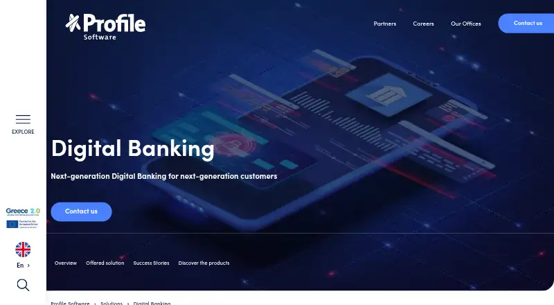 Profile Software Digital Banking's website