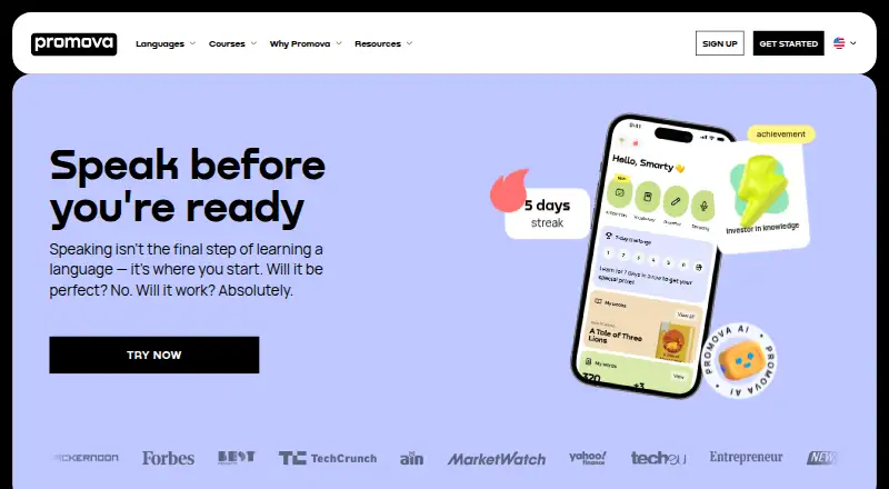 The Promova homepage