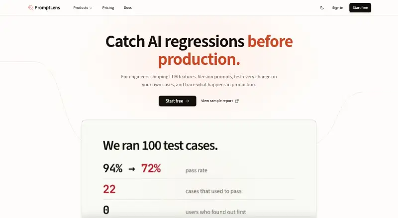 PromptLens's website