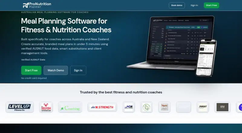 Pro Nutrition Planner's website