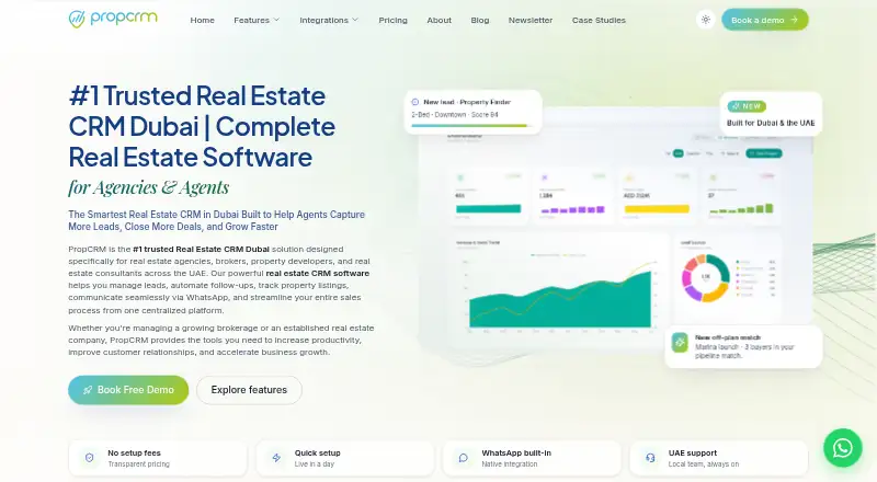 The PropCRM homepage
