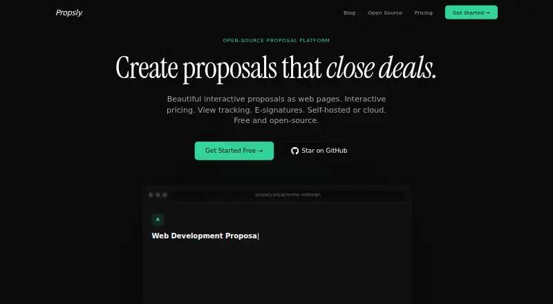 The Propsly homepage