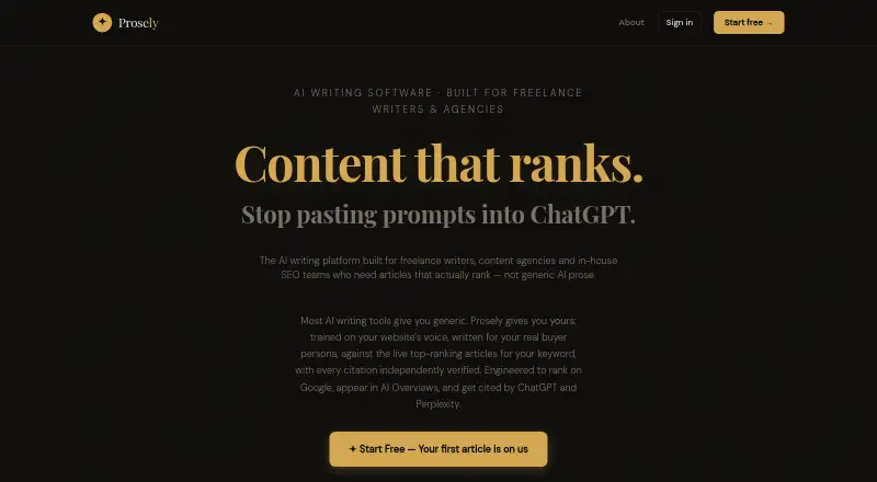 The Prosely homepage