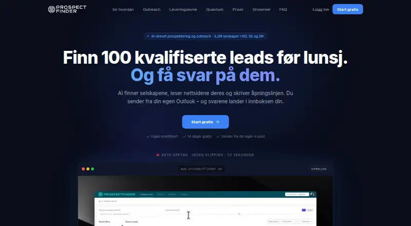 The ProspectFinder homepage