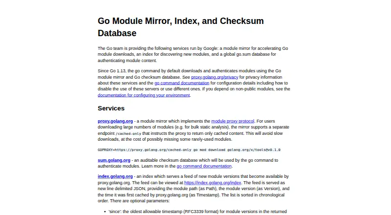 Go Module Mirror's website