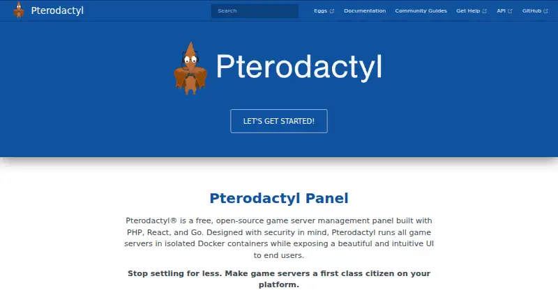 Pterodactyl Panel's website