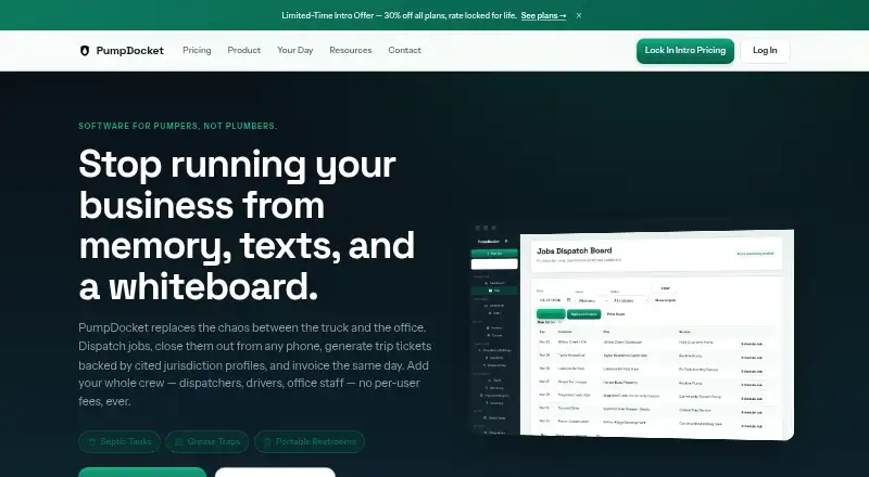PumpDocket's website