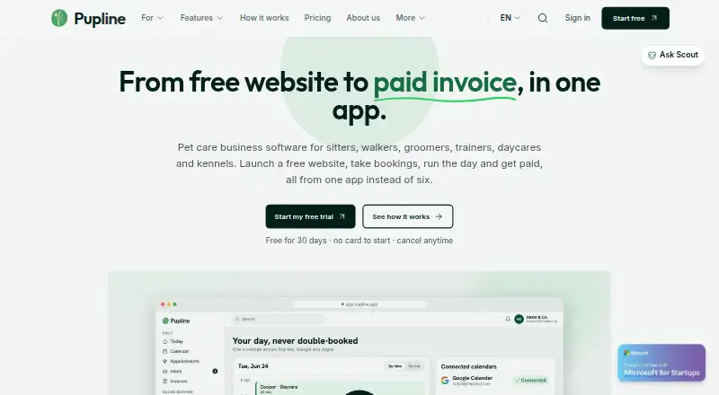 Pupline's website