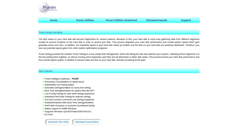 Puran Defrag's website