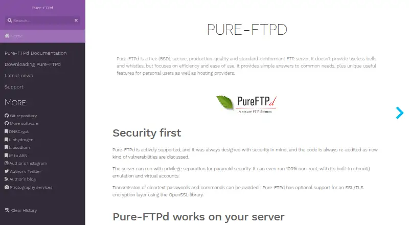 Pure-FTPd's website